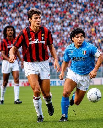 Fotografia Napoli Milan Maradona e Maldini 