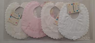 PZ 6 € 10 PIQUET BAVAGLIA BAVETTINA BAVETTA RICAMO