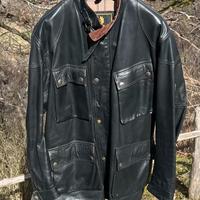 Belstaff giacca in pelle marrone scuro, taglia XXL
