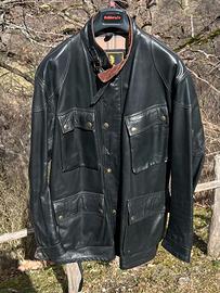 Belstaff giacca in pelle marrone scuro, taglia XXL