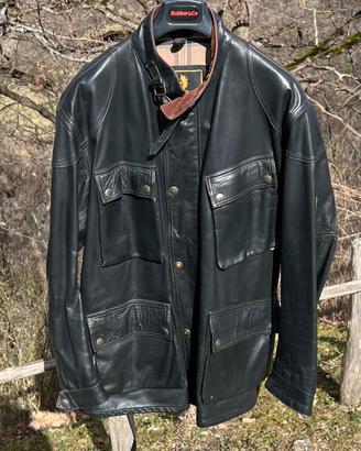 Belstaff giacca in pelle marrone scuro, taglia XXL