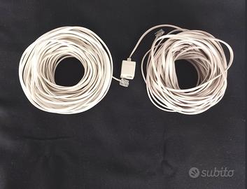 2 cavi 15+15 metri RJ14 6P4C telefono fisso modem