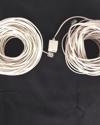 2 cavi 15+15 metri RJ14 6P4C telefono fisso modem