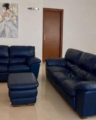 divani 3+2posti+pouf in pelle chateau d'ax