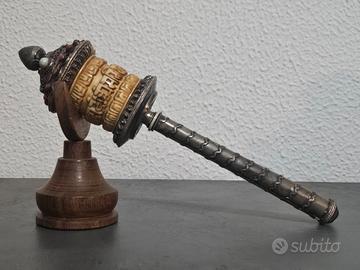 Mulino tibetano Preghiere in metallo argentato