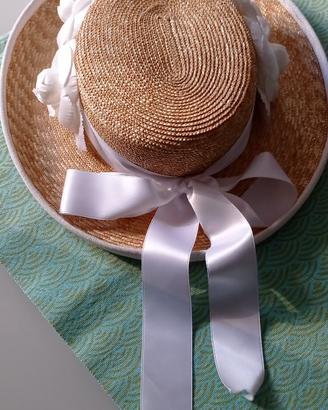 Cappello da cerimonia in paglia da bambina