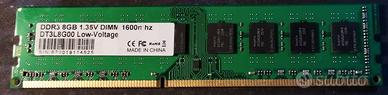 RAM DIMM 8GB DDR3L 1600MHz Low-Voltage 1.35V