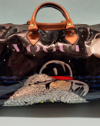 Borsone da viaggio anni 70 VOGUE vernice nera pvc