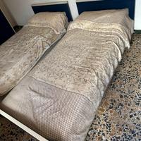 Coppia di Letti Singoli con Struttura in Legno blu