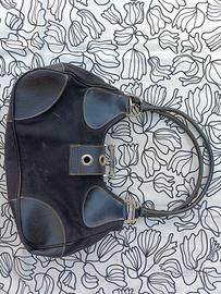 Borsa Prada nera in pelle e tessuto 