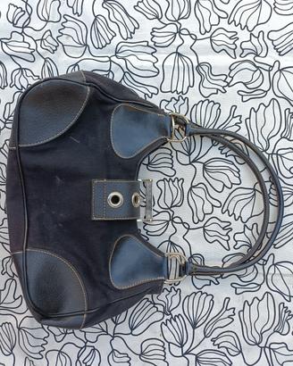 Borsa Prada nera in pelle e tessuto 