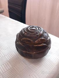 Rara Scatola in Bronzo Massiccio "Rosa" - Art Déco