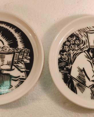 Porcellane Fürstenberg 2 piattini opera Masereel