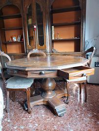 Libreria grande + tavolo rotondo + sedie