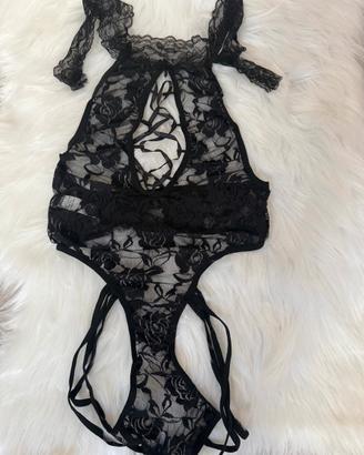 Body nero in pizzo Nuovo mai indossato