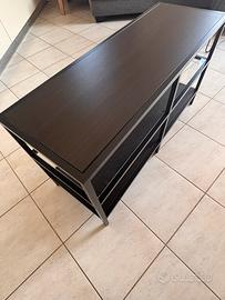 Mobile / console moderna nera con ripiano in vetro