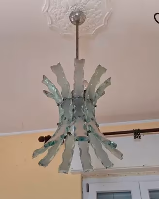 Lampadario Vintage anni '70 – Vetro d'arte lavorat