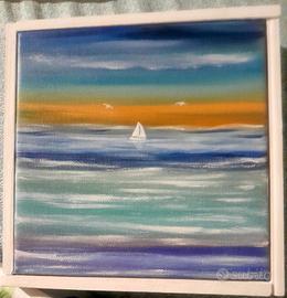 Quadretto vela dipinto a olio su tela 20 x 20