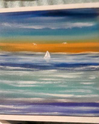 Quadretto vela dipinto a olio su tela 20 x 20