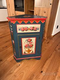 Mobile a angolo tirolese dipinto legno massiccio