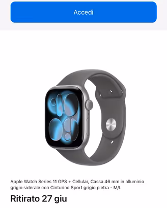 Apple Watch Series 11 GPS + Cellular, Cassa 46 mm 