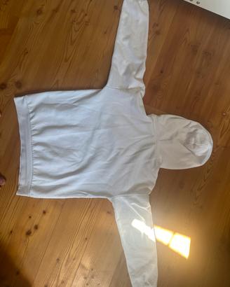 Felpa con cappuccio bianca basic oversize