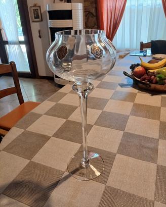 Vaso in cristallo e argento