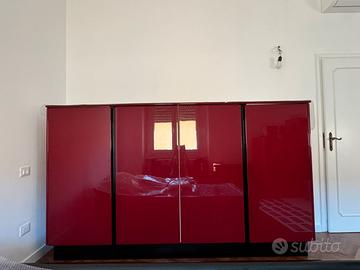Armadio design laccato rosso ciliegia 4moduli