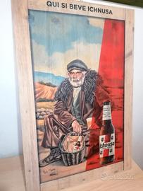 Quadro legno Birra Ichnusa da collezione 