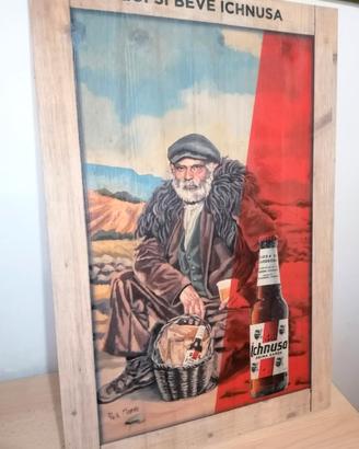 Quadro legno Birra Ichnusa da collezione 