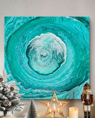 Quadro Moderno Astratto acrilico Fluid Art 40x40cm