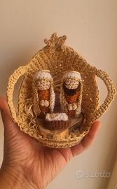 mini coffa siciliana con presepe al uncinetto 