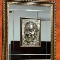 Quadro Padre Pio in Argento con Specchio