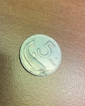 5 Lire "Delfino" 1954: Un’Icona della Dolce Vita