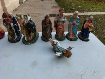 statuine presepio antiche  in gesso