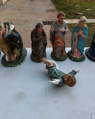 statuine presepio antiche  in gesso