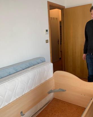 Divano letto 90x200cm, ergonomico, finit. frassino