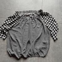 Blusa chiffon nera e bianca Fiorella rubino