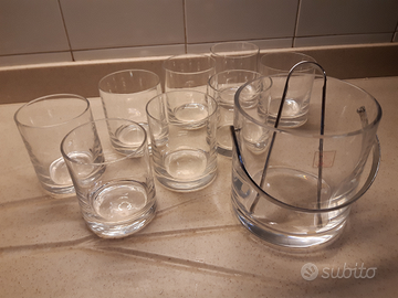 8 bicchieri liquore cristallo+portaghiaccio