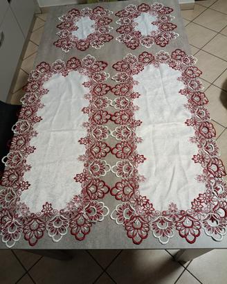 Set Runner e Tovagliette Pizzo Rosso Bianco