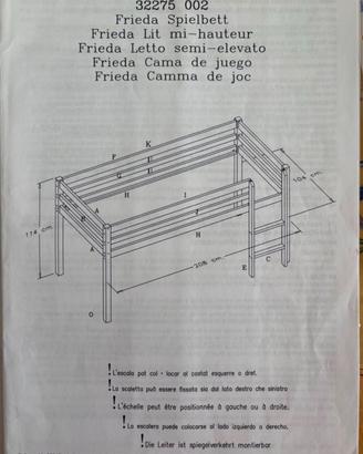 Letto semi elevato con scaletta bambini e ragazzi