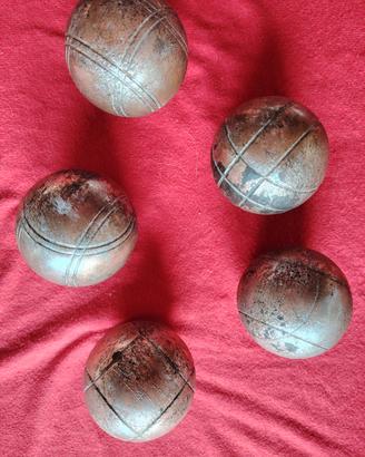5 bocce in ferro vintage 