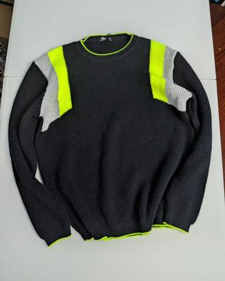 Maglione uomo XL verde fluo e nero Made in Italy