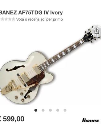 Chitarra semiacustica Ibanez AF75TDG IV Ivory