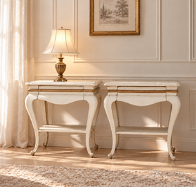 Coppia di comodini vintage, in legno