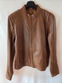 Giacca Pelle Vera Uomo Marrone Cognac Taglia L