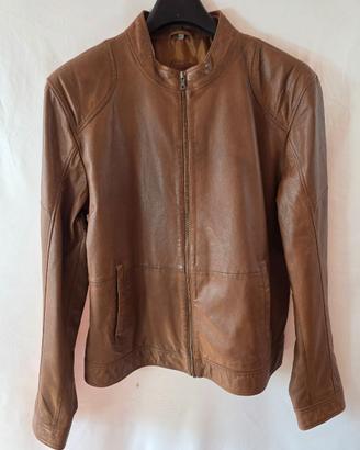 Giacca Pelle Vera Uomo Marrone Cognac Taglia L