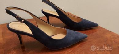 scarpa décolleté blu Marino in camoscio