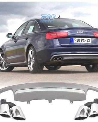 DIFFUSORE AUDI A6 4G 10- LOOK S6 + TERMINALI DI SC