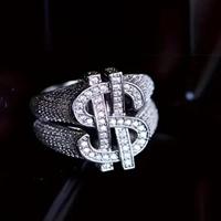 Anello dollaro ice ghiacciato strass stile trap 